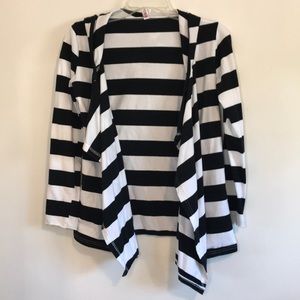 Striped hooded drape front cardigan size S